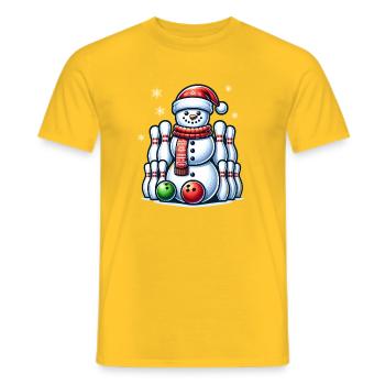 BOwling Christmas Sports Santa Claus - Men's T-Shirt - yellow - Front - AI Model Male 178 dark (178cm)