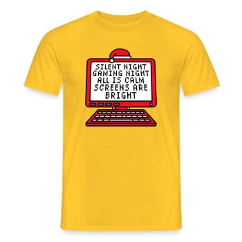 Silent Night Gaming Night All Calm Screens Bright - Männer T-Shirt - Gelb - Vorne - AI Model Male 178 dark (178cm)