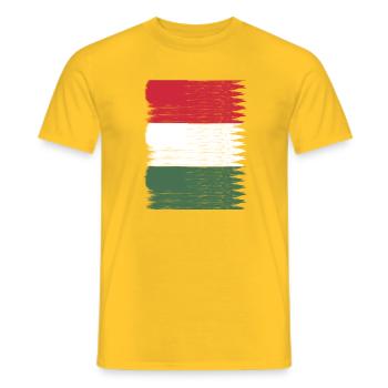 Carte du drapeau de la Hongrie - T-shirt homme - jaune - Devant - AI Model Male 178 dark (178cm)