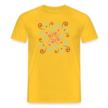 Abstraktes wellenförmiges Design von Cean - Männer T-Shirt - Gelb - Vorne - AI Model Male 178 dark (178cm)