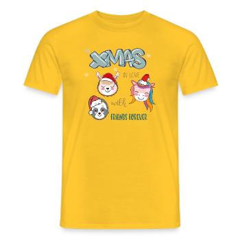 Weihnachten Freunde  - Männer T-Shirt - Gelb - Vorne - AI Model Male 178 dark (178cm)