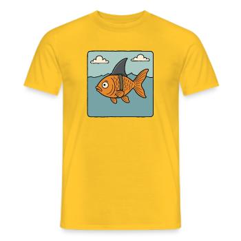 Cartoon Goldfisch Fisch Hai Flosse Meer Fake Hai - Männer T-Shirt - Gelb - Vorne - AI Model Male 178 dark (178cm)
