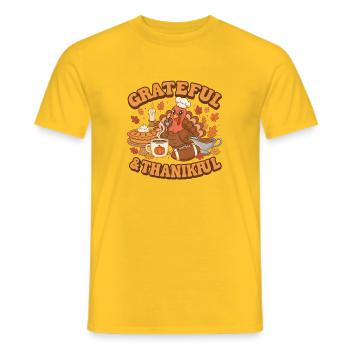 Grateful and Thankful Turkey - Men's T-Shirt - yellow - Front - AI Model Male 178 dark (178cm)