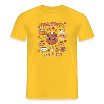 Dankbare Herzen Niedlich Truthahn Herbst - Männer T-Shirt - Gelb - Vorne - AI Model Male 178 dark (178cm)
