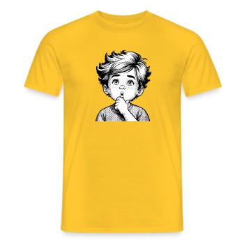 Surprised Thoughtful Boy | Thoughtful Boy - Men's T-Shirt - yellow - Front - AI Model Male 178 dark (178cm)