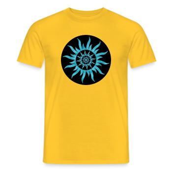 Sonne Spirale Blauer Saphir - Männer T-Shirt - Gelb - Vorne - AI Model Male 178 dark (178cm)