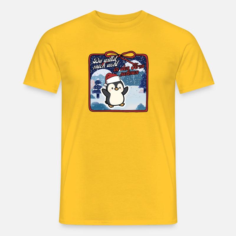 Pinguin Weihnachten Du willst mich wohl - Männer T-Shirt - Gelb
