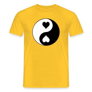 Contraste YinYang du cœur - T-shirt homme - jaune - Devant - AI Model Male 178 dark (178cm)