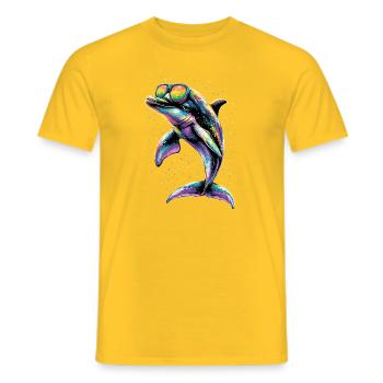 Dolphin Diver Dolphins Ocean Cute Dolphins Dolphin - Men's T-Shirt - yellow - Front - AI Model Male 178 dark (178cm)