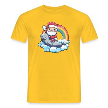 Robbe Tier Weihnachtsmann Weihnachten - Männer T-Shirt - Gelb - Vorne - AI Model Male 178 dark (178cm)