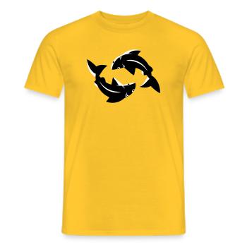 Fische Kreis Flow Emblem - Männer T-Shirt - Gelb - Vorne - AI Model Male 178 dark (178cm)