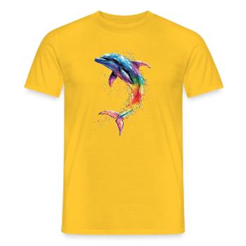 Dolphin Diver Dolphins Ocean Cute Dolphins Dolphin - Men's T-Shirt - yellow - Front - AI Model Male 178 dark (178cm)