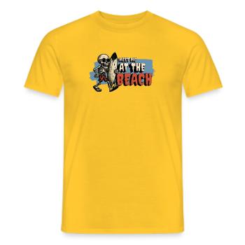Meet me at the Beach - Beach - Surfboard - Surfer - Men's T-Shirt - yellow - Front - AI Model Male 178 dark (178cm)