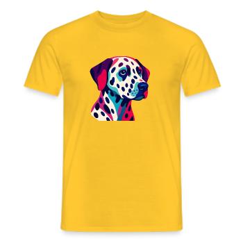 Bunte dalmatinische Pop Art - Männer T-Shirt - Gelb - Vorne - AI Model Male 178 dark (178cm)