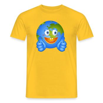 Terre heureuse avec le pouce levé - Style BD - T-shirt homme - jaune - Devant - AI Model Male 178 dark (178cm)
