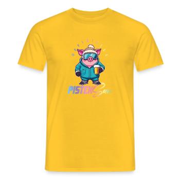 Slopes Sau Ski goggles Après ski - Men's T-Shirt - yellow - Front - AI Model Male 178 dark (178cm)