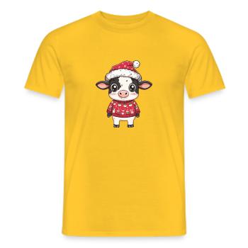 Kuh Weihnachten - Männer T-Shirt - Gelb - Vorne - AI Model Male 178 dark (178cm)