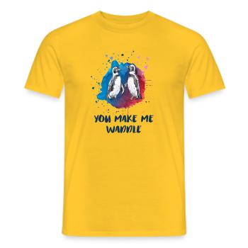 Tu me fais wadincher - Chemise mignonne Penguin Love - T-shirt homme - jaune - Devant - AI Model Male 178 dark (178cm)