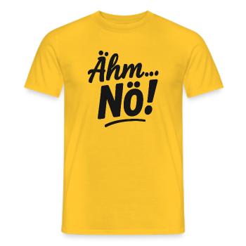 Um, nope. Scripture Saying - Men's T-Shirt - yellow - Front - AI Model Male 178 dark (178cm)
