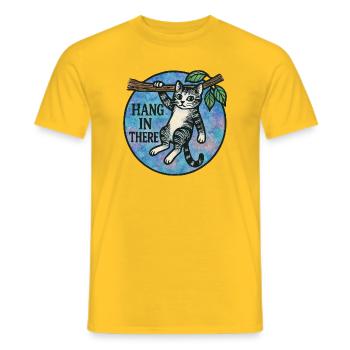 Accrochez-vous là-bas Patch pour chat - T-shirt homme - jaune - Devant - AI Model Male 178 dark (178cm)