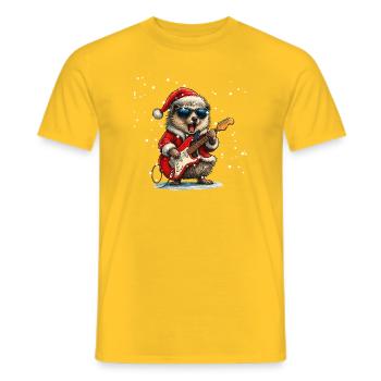 Igel Rocker Weihnachtsgitarre Lustiges Design - Männer T-Shirt - Gelb - Vorne - AI Model Male 178 dark (178cm)