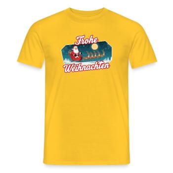 Santa Sleigh Christmas Scene - Men's T-Shirt - yellow - Front - AI Model Male 178 dark (178cm)