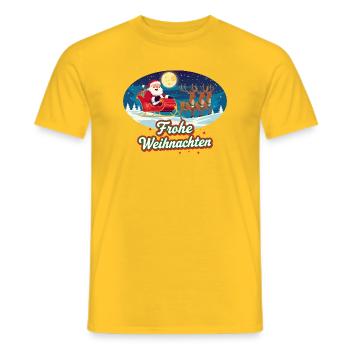 Merry Christmas Reindeer Sleigh - Men's T-Shirt - yellow - Front - AI Model Male 178 dark (178cm)