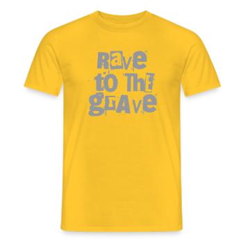 Rave to the Grave Texte grunge - T-shirt homme - jaune - Devant - AI Model Male 178 dark (178cm)