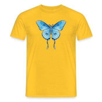 Geometrischer Blauer Schmetterling - Männer T-Shirt - Gelb - Vorne - AI Model Male 178 dark (178cm)