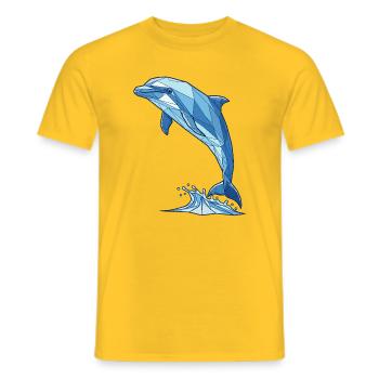 Geometrischer Delfin in Blau - Männer T-Shirt - Gelb - Vorne - AI Model Male 178 dark (178cm)