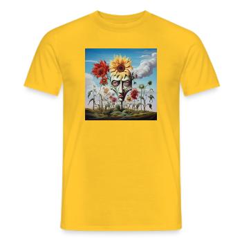 Surreal Sun Head Face - Men's T-Shirt - yellow - Front - AI Model Male 178 dark (178cm)