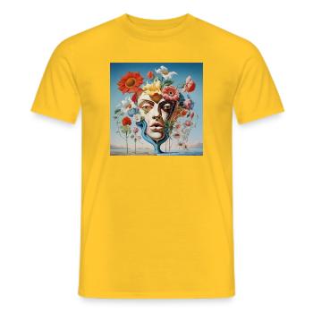Blumenmaskenporträt Surreal - Männer T-Shirt - Gelb - Vorne - AI Model Male 178 dark (178cm)