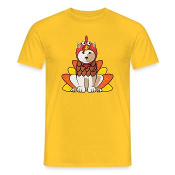Kishu Inu Thanksgiving Cute Japanese Dog Lover - Men's T-Shirt - yellow - Front - AI Model Male 178 dark (178cm)