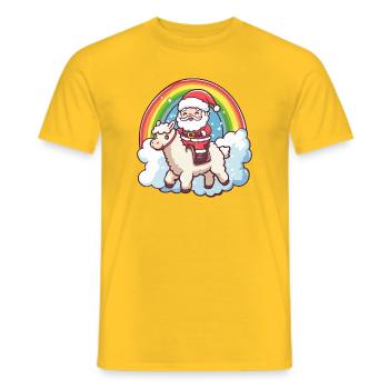 Alpaga Lama Père Noël - T-shirt homme - jaune - Devant - AI Model Male 178 dark (178cm)