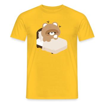 Castor endormi douillet sur lit - T-shirt homme - jaune - Devant - AI Model Male 178 dark (178cm)