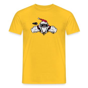 Weihnachtsmann auf Motorrad mit Geschenken - Männer T-Shirt - Gelb - Vorne - AI Model Male 178 dark (178cm)