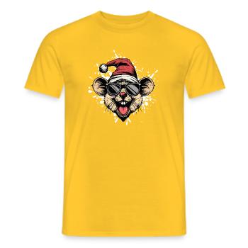 Mouse Christmas Funny - Men's T-Shirt - yellow - Front - AI Model Male 178 dark (178cm)