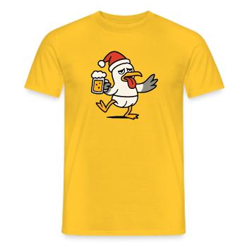 Noël Seagull Cheers Bière Père Noël Chapeau Fête - T-shirt homme - jaune - Devant - AI Model Male 178 dark (178cm)
