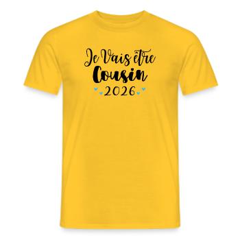 Je Vais Être Cousin 2026 Annonce Grossesse - T-shirt homme - jaune - Devant - AI Model Male 178 dark (178cm)