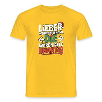 Cher Père Noël Humour coquin - T-shirt homme - jaune - Devant - AI Model Male 178 dark (178cm)