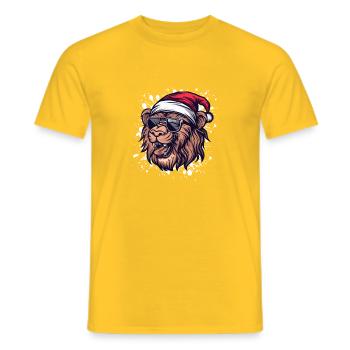 Lion Noël Drôle - T-shirt homme - jaune - Devant - AI Model Male 178 dark (178cm)