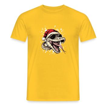 Serpent Cobra Noël Drôle - T-shirt homme - jaune - Devant - AI Model Male 178 dark (178cm)