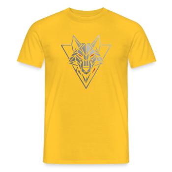 Alpha Spirit Geometric Wolf T-Shirt - Männer T-Shirt - Gelb - Vorne - AI Model Male 178 dark (178cm)