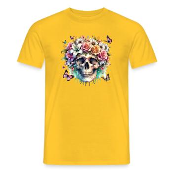 Flowers Skull Beauty Bloom - Men's T-Shirt - yellow - Front - AI Model Male 178 dark (178cm)