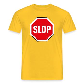 ARRÊTEZ le SLOP - T-shirt homme - jaune - Devant - AI Model Male 178 dark (178cm)