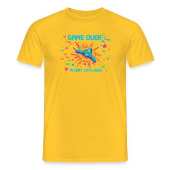 Game Over Neon Arcade Game - Men's T-Shirt - yellow - Front - AI Model Male 178 dark (178cm)