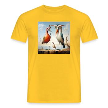 Flying duet on the coastal beach - Men's T-Shirt - yellow - Front - AI Model Male 178 dark (178cm)