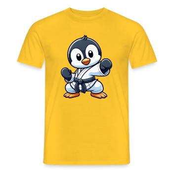 Cute Penguin Karate Cartoon Martial Arts Art - Men's T-Shirt - yellow - Front - AI Model Male 178 dark (178cm)