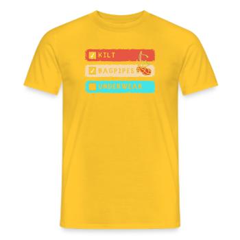 Kilt Scotland Scotland Jupe Tartan - T-shirt homme - jaune - Devant - AI Model Male 178 dark (178cm)