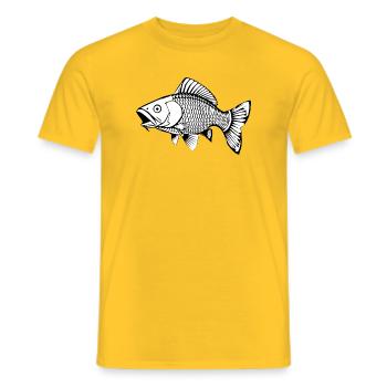 Poisson carpe noire et blanche T-shirt cadeau Angler - T-shirt homme - jaune - Devant - AI Model Male 178 dark (178cm)